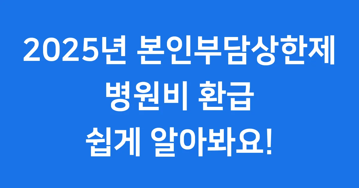 본인부담상한제 2025년 병원비 환급 쉽게 알아요