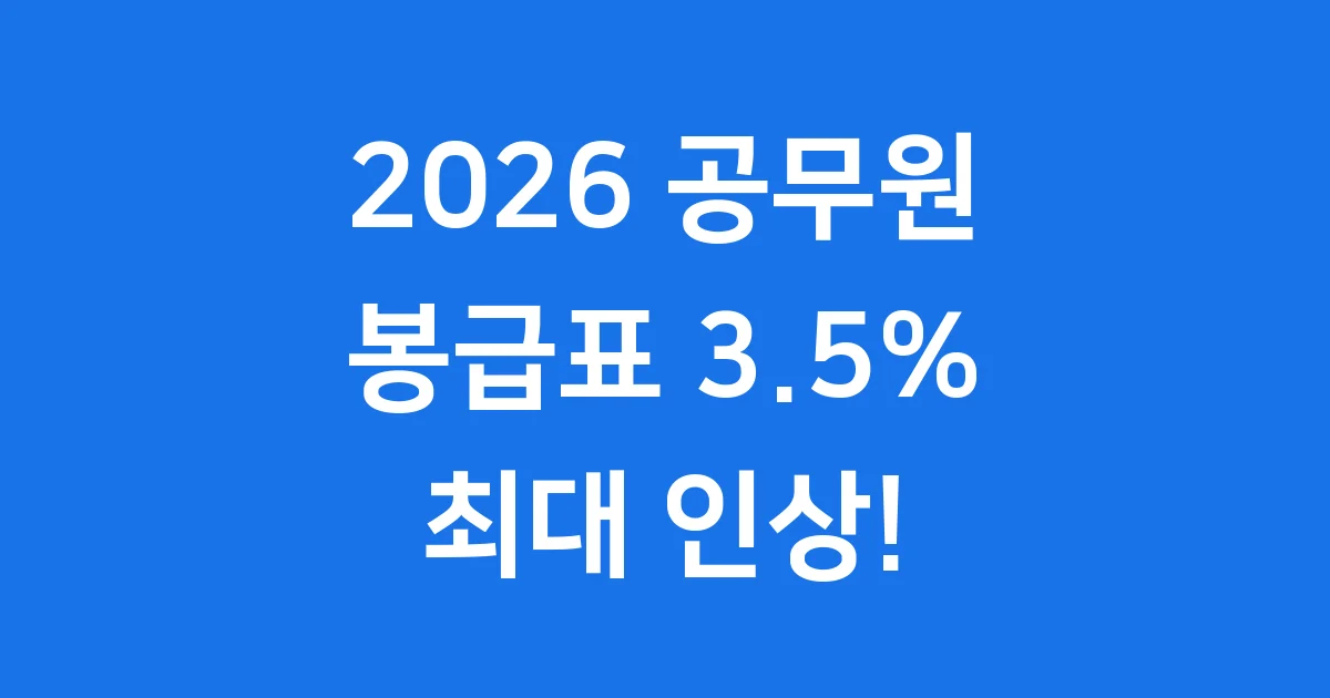 2026 공무원 봉급표 3.5% 인상 자세히 알아봐요