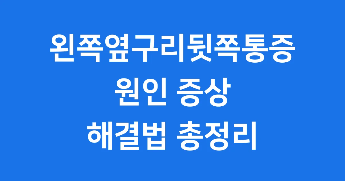 왼쪽옆구리뒷쪽통증 원인 증상 치료법