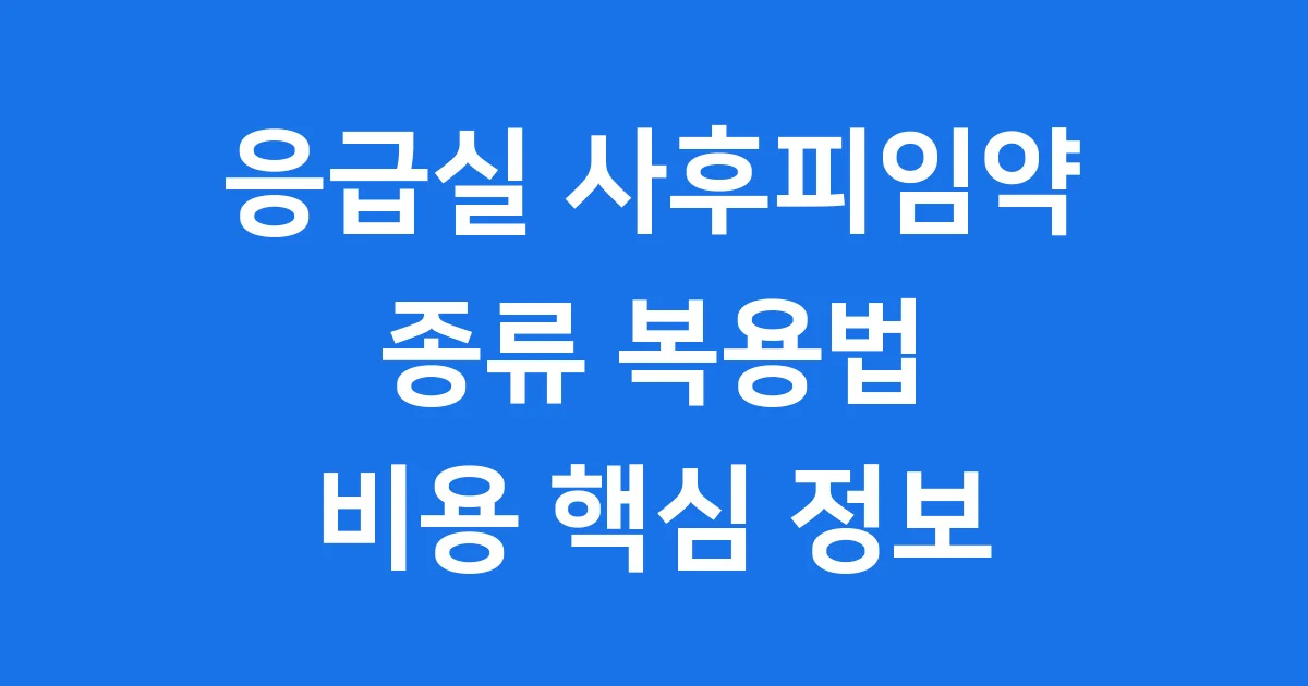 사후피임약 종류 복용법 응급실 비용 핵심 정보