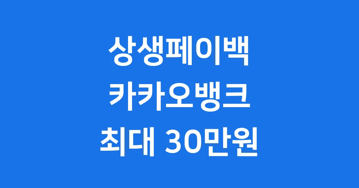 상생페이백 카카오뱅크 신청방법 지급일