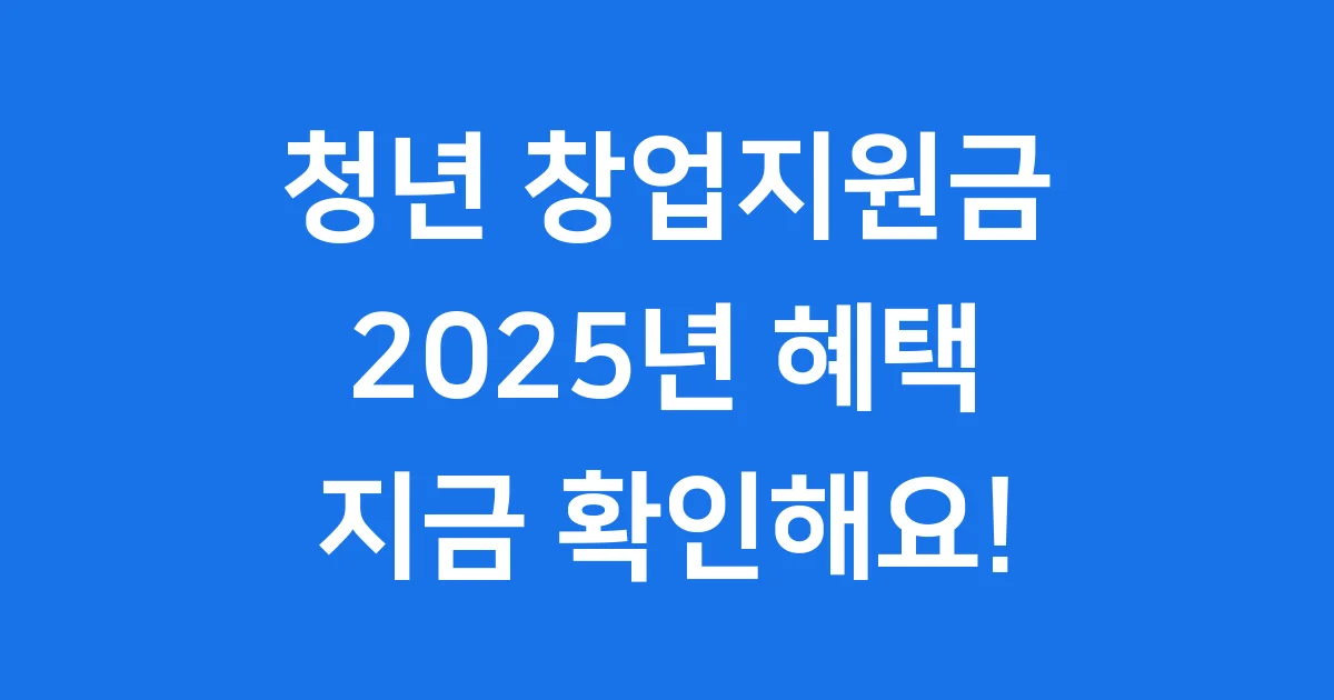 청년 창업지원금 2025년 신청방법 자격조건 청년 창업지원금 2025년 신청방법 자격조건