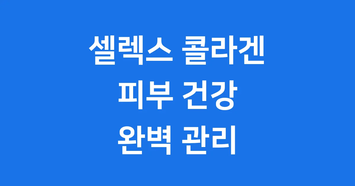 셀렉스 콜라겐 피부관리 핵심 성분 효과