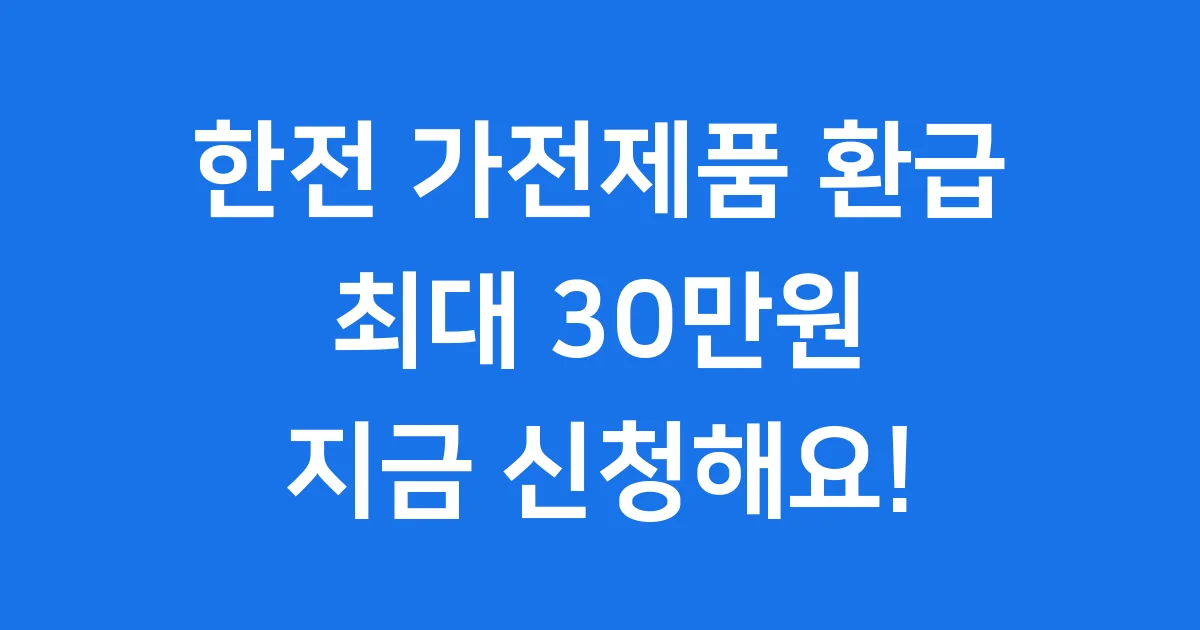 2025년 한전 가전제품 환급: 최대 30만원 돌려받는 꿀팁!