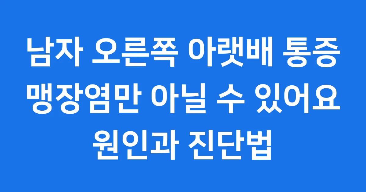 남자 오른쪽 아랫배 통증 맹장염만 아닐 수 있어요