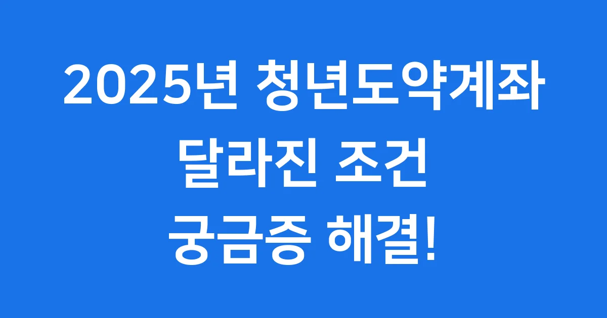 2025 청년도약계좌 조건 꼭 확인하세요