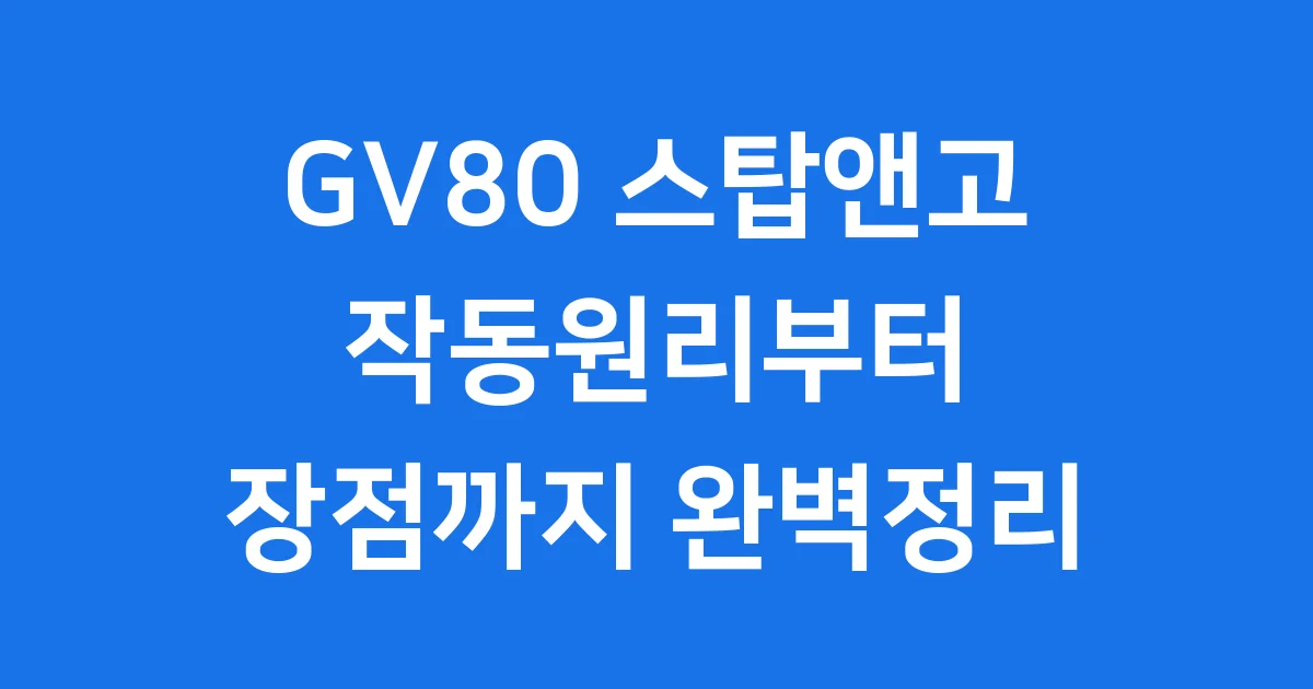 GV80 스탑앤고 작동원리 스마트 크루즈 장점