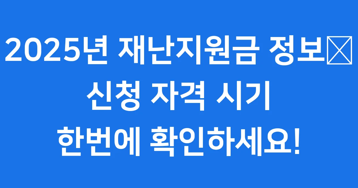 2025년 재난지원금 신청 자격 시기 방법