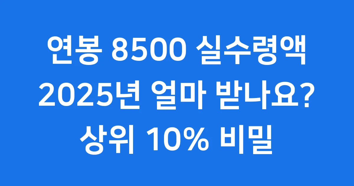 연봉 8500 실수령액 2025년 얼마일까요? 연봉 8500 실수령액 2025년 얼마일까요?