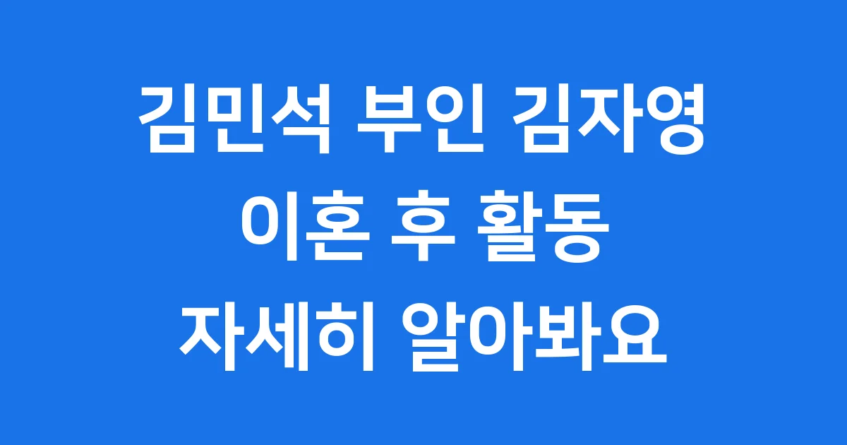 김민석 부인 김자영 이혼 후 활동