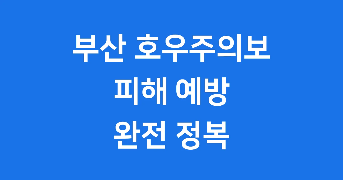 부산 호우주의보 2025년 피해 예방 대처법