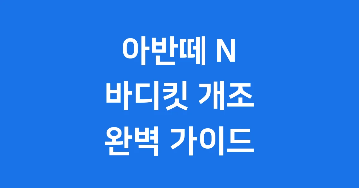 아반떼 N 바디킷 디자인 성능 가격 최신 정보