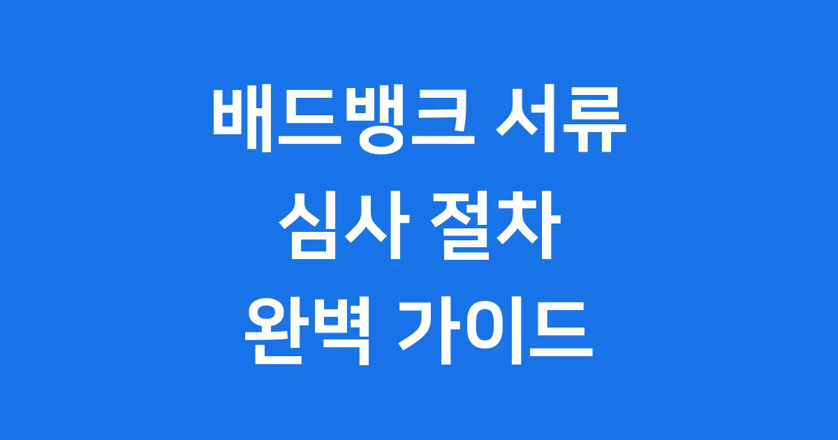 배드뱅크 필요 서류와 심사 절차 2025년 완벽 정리