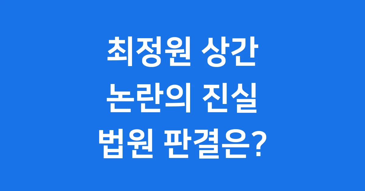 최정원 상간남 의혹 법원 판결