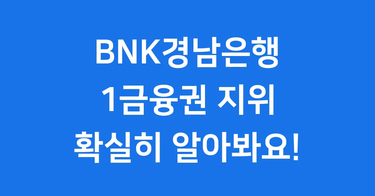 BNK경남은행 1금융권 인가요 금융권 지위 확인