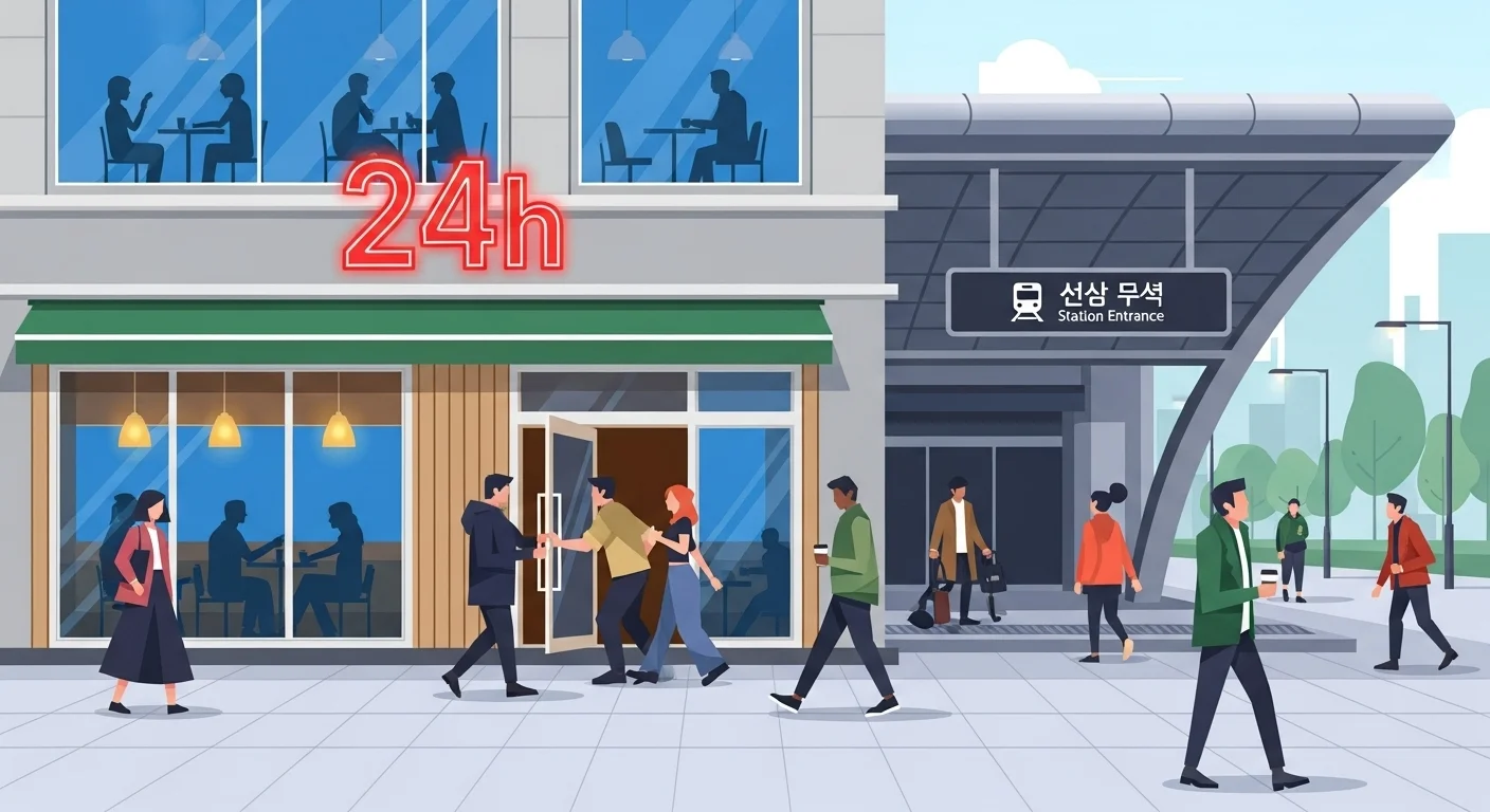 운서역 24시 카페, 어디에 있을까요?