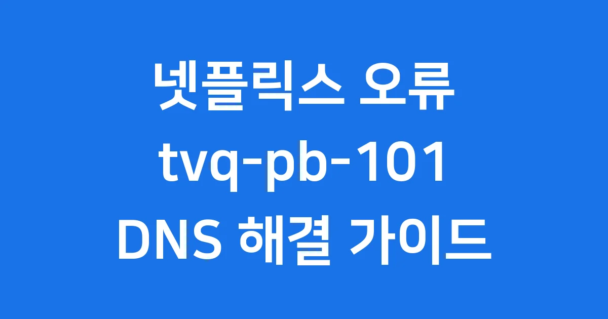 넷플릭스 tvq-pb-101 오류 DNS 문제 해결 핵심 가이드