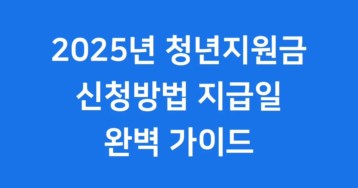 2025년 청년지원금 신청방법 지급일 한눈에 봐요