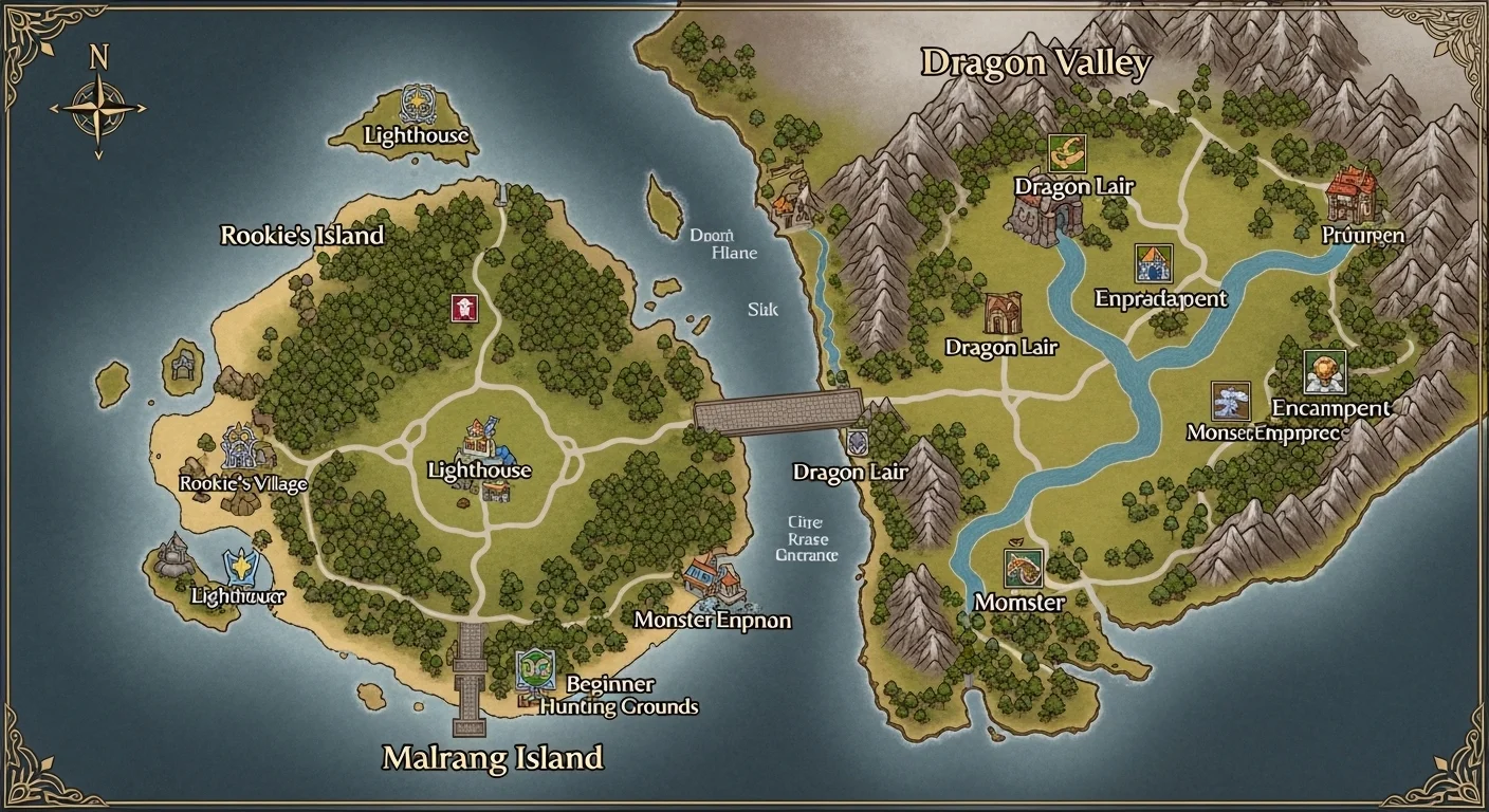 말하는 섬부터 용의 계곡까지! 초기 지역 살펴보기
