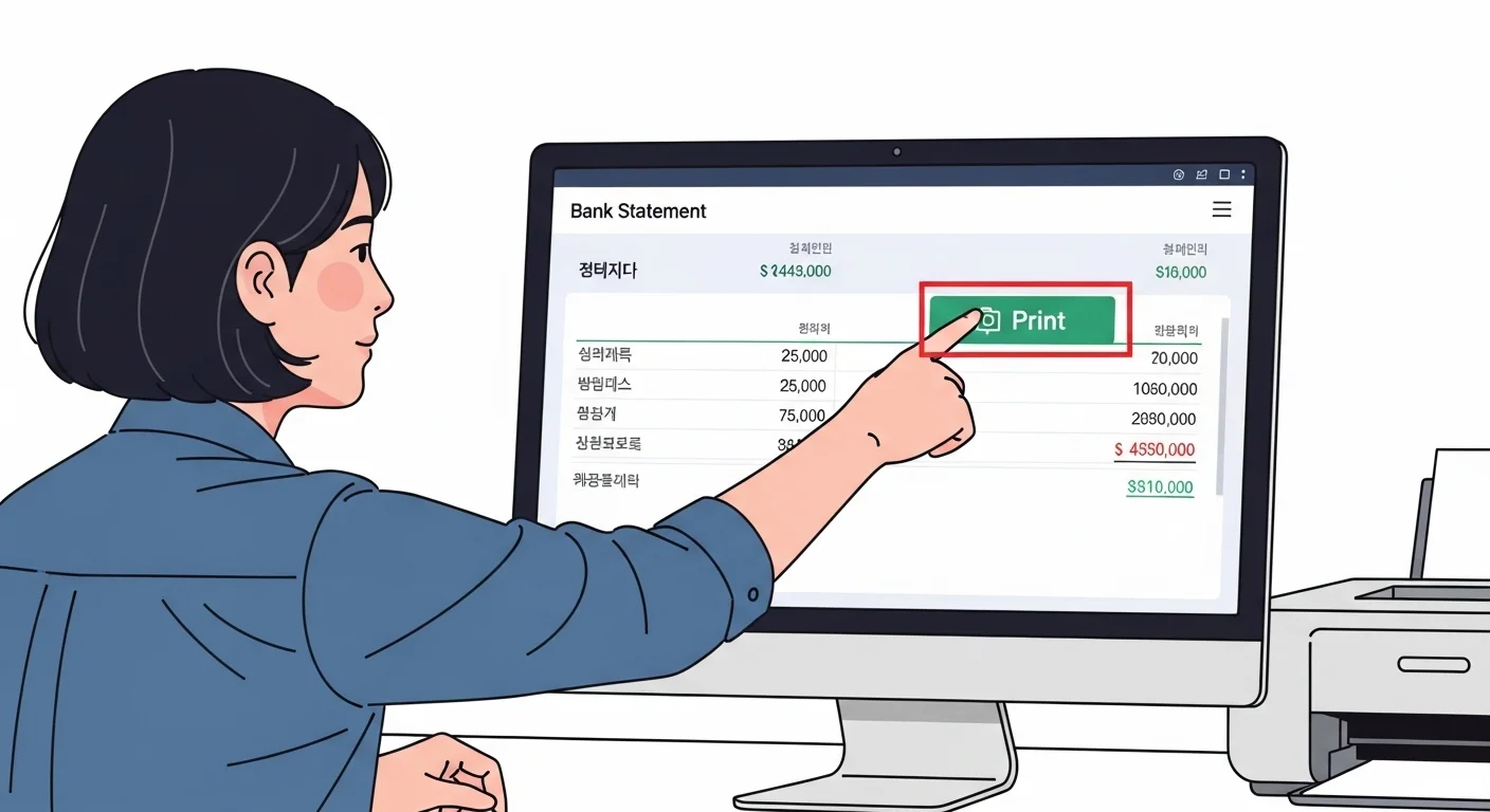 내역서 인쇄, 어렵지 않아요! (화면과 버튼 위치)