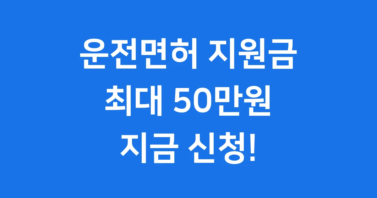 2026 운전면허지원금 신청방법 자격조건