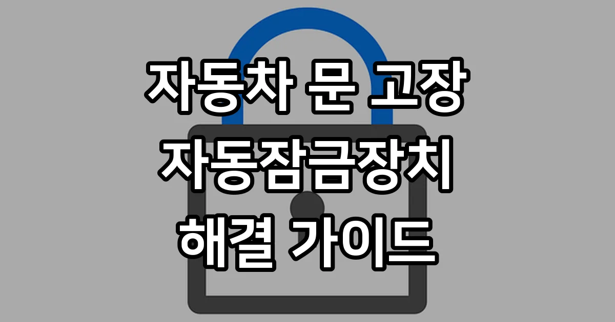 자동차 문 자동잠금장치 고장 원인 해결 자가진단