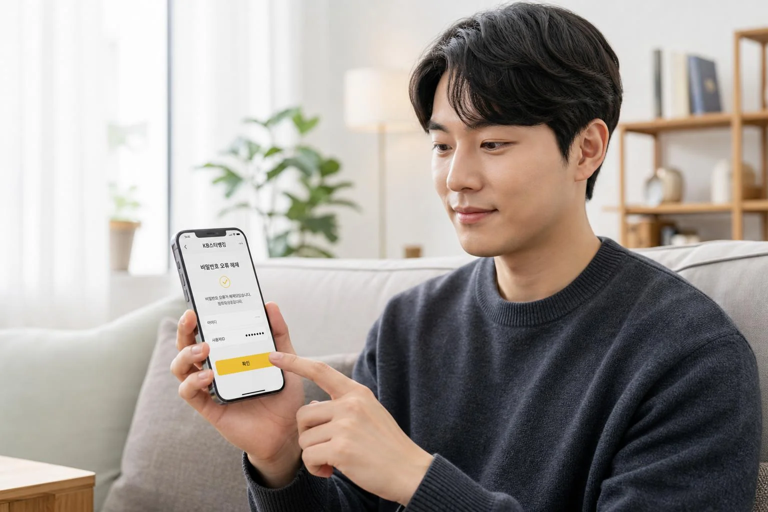 KB스타뱅킹으로 계좌 비밀번호 오류 해제하는 무방문 방법