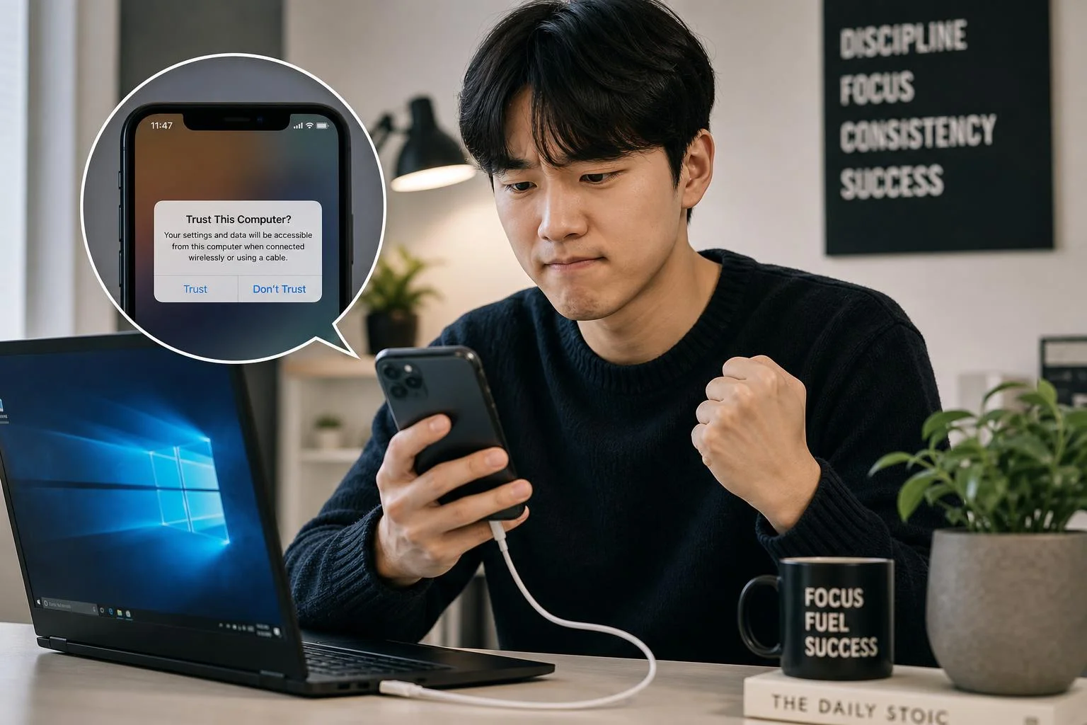 아이폰·PC 기본 연결 조건 점검: 잠금 해제, ‘신뢰’/‘허용’ 권한, 케이블·포트 상태