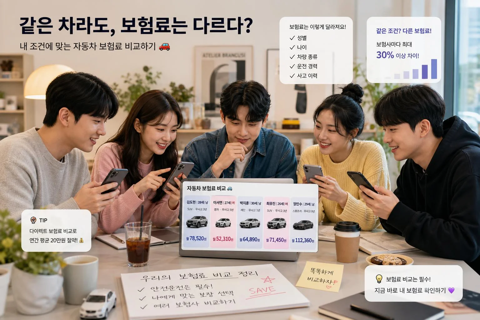 성별·운전 경력·차종에 따른 26세 보험료 세부 격차