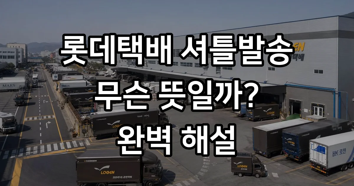 롯데택배 셔틀발송 뜻 시간 지연 해결방법