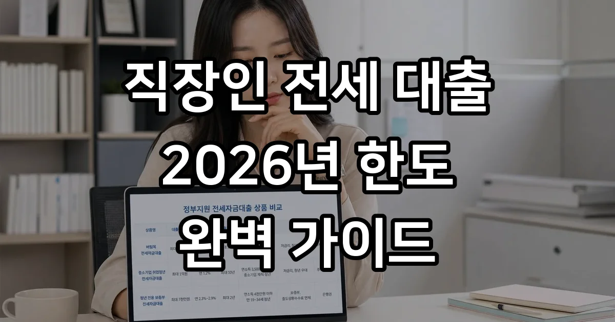 직장인 전세 대출 한도 2026년 조건 상세 안내