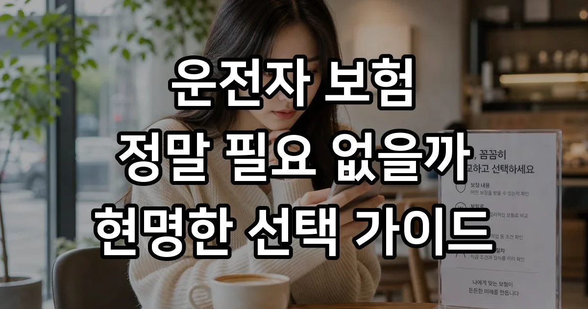 운전자 보험 정말 필요 없을까요 자동차보험 차이점